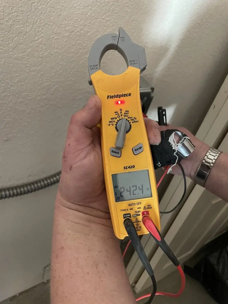 Voltage testing with clamp meter during Hot Tub / Pool Electrical Wiring in Coon Rapids